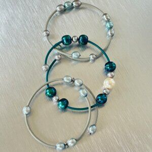 Flexible Bracelets with Beads, three bracelets